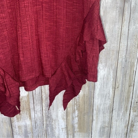 BCBGeneration Ruby Wine Side Ruffle Ribbed Tank - Picture 3 of 6
